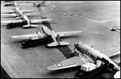 US transport planes loading cargo for Berlin